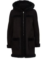 Sandro Suede Coat - Black