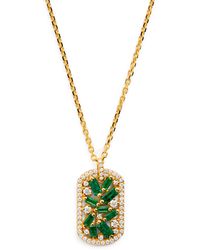 Suzanne Kalan - Diamond And Emerald Medium Dog Tag Necklace - Lyst