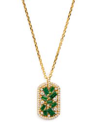 Suzanne Kalan - Diamond And Emerald Medium Dog Tag Necklace - Lyst