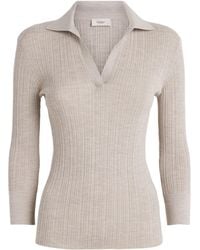 Agnona - Cashmere-Wool-Silk Open-Collar Polo Sweater - Lyst
