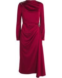 Erdem - Satin Cady Draped Midi Dress - Lyst