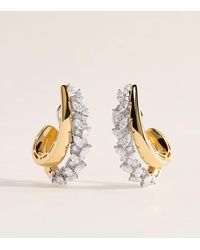 YEPREM - Mixed And Diamond Golden Strada Earring - Lyst