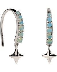 Astrid & Miyu - Rhodium-Plated Sterling Cosmic Hook Hoop Earrings - Lyst