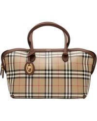 Burberry - Small Check Zipped Tote Bag - Lyst