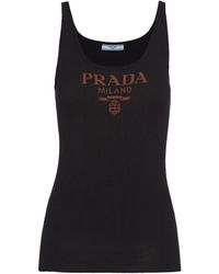 Prada - Silk Logo Tank Top - Lyst