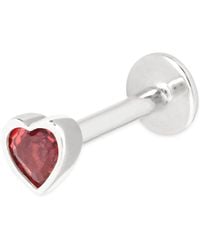 Astrid & Miyu - And Garnet Heart Single Stud Earring - Lyst
