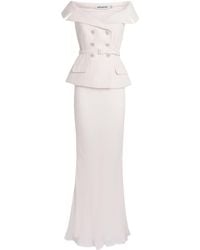 Self-Portrait - Bouclé Double-Breasted Tailored Maxi Dress - Lyst