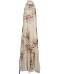 Brunello Cucinelli - Silk Halterneck Floral Maxi Dress - Lyst