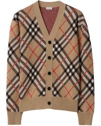 Burberry - Wool-mohair Check Cardigan - Lyst
