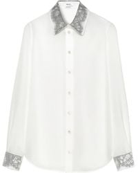 McQueen - Silk Lace-Trim Shirt - Lyst