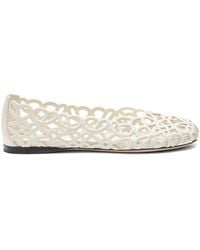 Loewe - Leather Petal Anagram Ballet Flats - Lyst