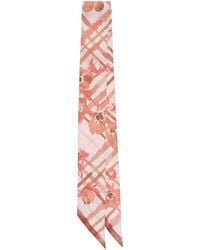 Burberry - Silk Watercolour Check Skinny Scarf - Lyst