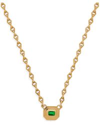 Azlee - Yellow Gold And Emerald Staircase Necklace - Lyst