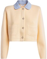 Claudie Pierlot - Cropped Collared Knitted Cardigan - Lyst