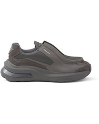 Prada - Brushed Leather Systeme Sneakers - Lyst