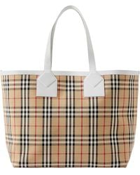 Burberry Large Logo Graphic Cotton Canvas Society Tote Bag Cream