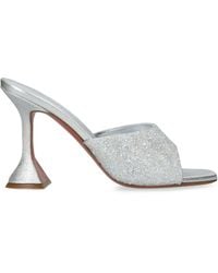 AMINA MUADDI - Satin Lupita Crystal Dust Heeled Mules 95 - Lyst