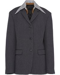 Prada - Wool Gabardine Single-breasted Jacket - Lyst