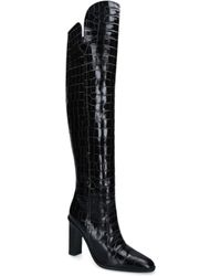 Max Mara Croc-embossed Leather Boots 100 - Black