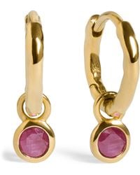 Monica Vinader - Vermeil And Ruby July Birthstone Huggie Earrings - Lyst