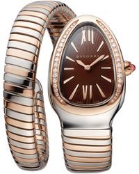 BVLGARI - Rose Gold, Stainless Steel, Diamond And Rubellite Serpenti Tubogas Watch 35mm - Lyst