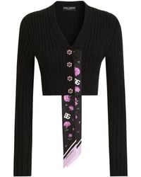 Dolce & Gabbana - Virgin Wool Scarf-Detail Cardigan - Lyst
