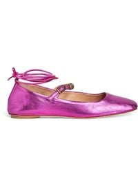 MAX&Co. - Metallic Lace-up Ballet Flats - Lyst