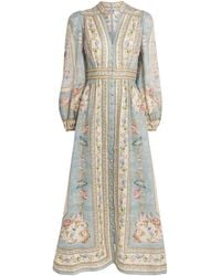 Zimmermann - Linen Floral Roselight Midi Dress - Lyst
