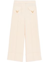 Valentino - Wool-Silk Crepe Tailored Trousers - Lyst