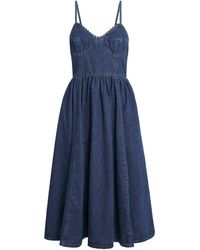 Sandro - Denim Corset Midi Dress - Lyst