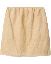 Miu Miu - Linen Frayed-Logo Mini Skirt - Lyst
