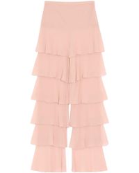 Valentino - Silk Tiered Straight Trousers - Lyst