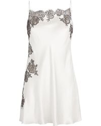 Carine Gilson - Silk Lace-Trim Short Slip Dress - Lyst