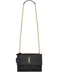 Saint Laurent - Medium Sunset Croc-Embossed Shoulder Bag - Lyst