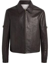 Thom Browne - Leather Zip-Up Jacket - Lyst