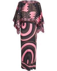 PUCCI - Silk Iride Cape-Detail Maxi Dress - Lyst