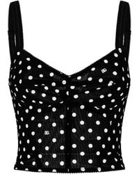 Dolce & Gabbana - Polka-Dot Marquisette Corset Top - Lyst