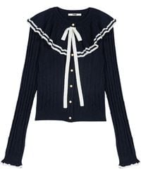 Maje - Knitted Ruffle-Collar Cardigan - Lyst