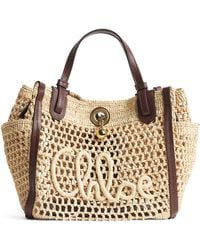 Chloé - Small Raffia Iconic Double Carry Bag - Lyst