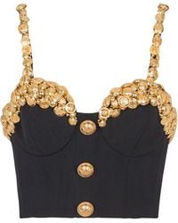 Balmain - Wool Button-Embellished Cami Top - Lyst