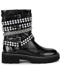 Kurt Geiger - Leather Crystal-Strap Ankle Boots - Lyst