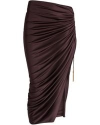 Balmain - Jersey Ruched Midi Skirt - Lyst