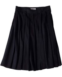 Miu Miu - Waxed Suede Pleated Midi Skirt - Lyst