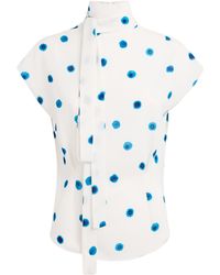 Edeline Lee - Organic Cotton-Blend Ribbon Neck Blouse - Lyst