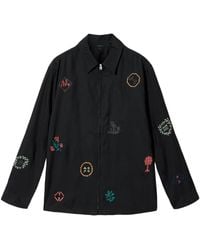 AllSaints - Embroidered Zip-Up Shirt - Lyst