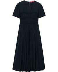 MAX&Co. - Cotton-Virgin Wool Shirred Midi Dress - Lyst