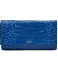 Smythson - Leather Croc-Embossed Marshall Travel Wallet - Lyst