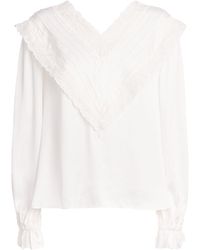Self-Portrait - Satin Lace Blouse - Lyst