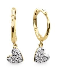 Monica Vinader - Mini And Diamond Heart Huggie Earrings - Lyst
