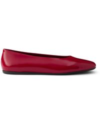 Prada - Leather Logo Ballet Flats - Lyst